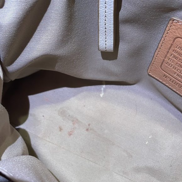 🤎🤎 Coach Signature Hampton Optic Bag Purse Stripe Cream White Satchel - Picture 12 of 16